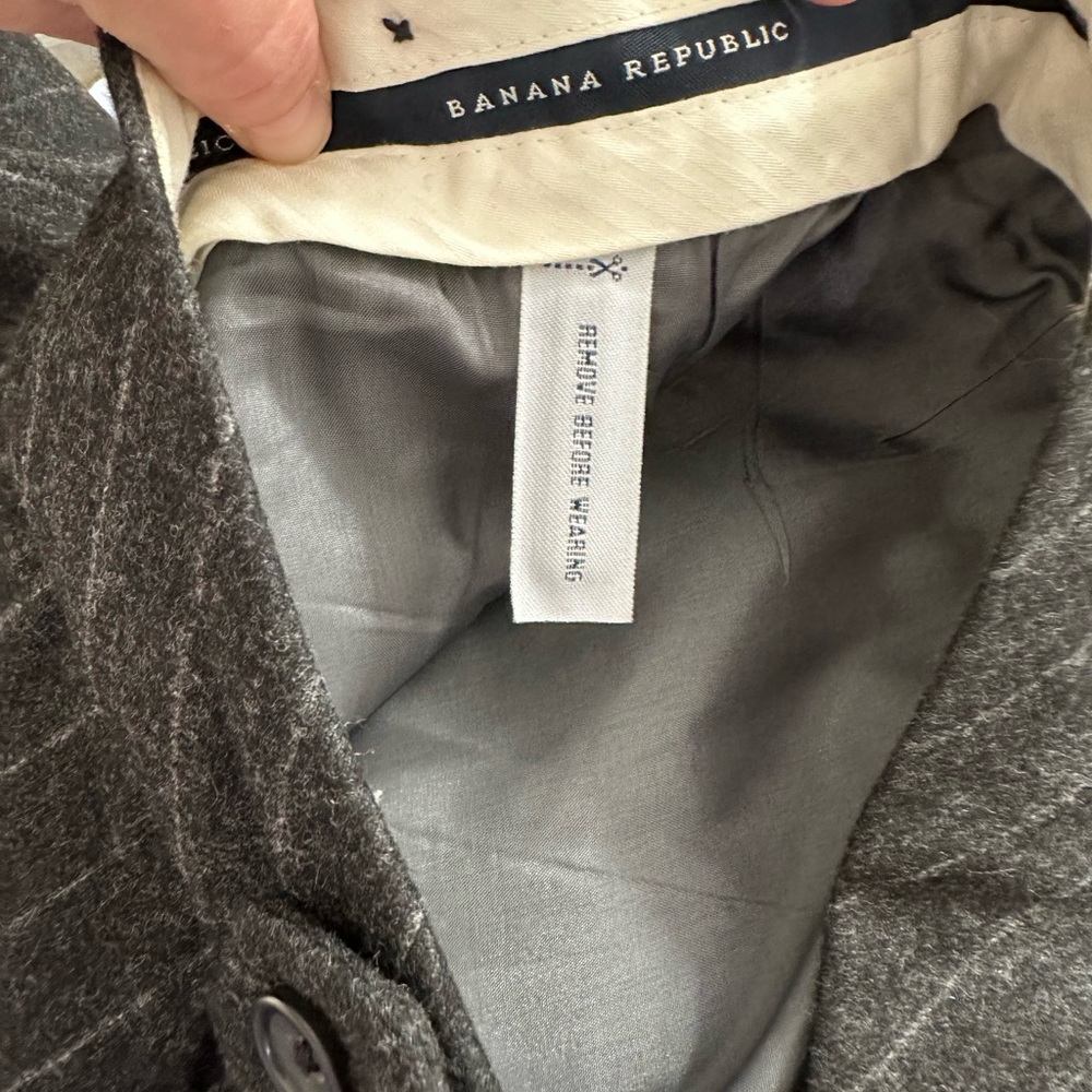 Banana Republic NWOT Charcoal Pinstripe Lined Wool Cashmere Slacks Trousers 12 - Picture 9 of 15